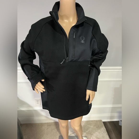 Spyder Mens 1/4 Zip Pullover Black Size Large New with Tags - Picture 3 of 8